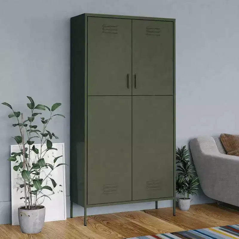 vidaXL Kleiderschrank olivgrün 89,9 x 50 x 180,1 cm aus Stahl