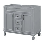 36-Zoll moderner Waschtischunterschrank mit Aufsatzwaschbecken und Spiegelschrank, 2 Türen und 2 Schubladen
