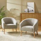 Nowoczesny fotel boucle Sheila 30 W z nogami z litego drewna, zestaw 2 szt., HULALA HOME