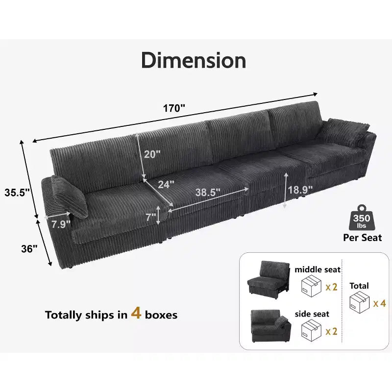 Modulares Cord-Sofaelement von Dyonery mit abnehmbaren, waschbaren Bezügen