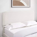 Lit queen-size moderne rembourré en bouclé avec tiroirs de rangement