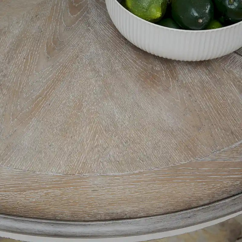 Mesa de jantar redonda com pé central Magnolia Manor e extensões - 2 acabamentos