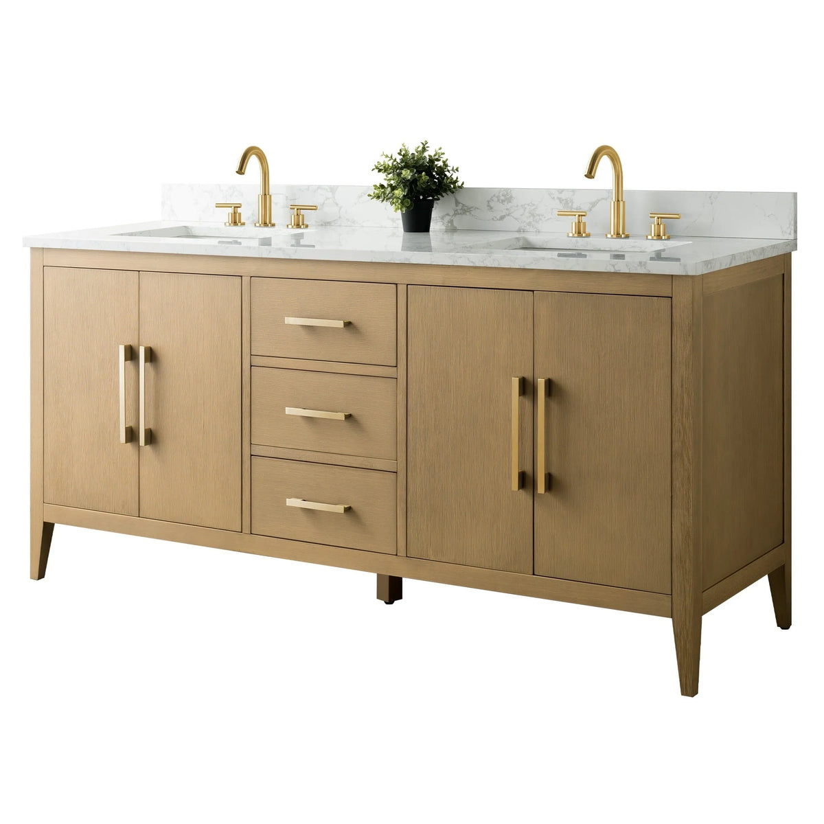 Mobile bagno Vanity Art 72 con doppio lavabo e piano in marmo composito