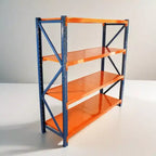 VIYET robuste Garagenregale, 4 Ebenen, verstellbare Metallregale mit 4400 lbs Tragfähigkeit, blau-orangefarbene industrielle Aufbewahrung für Gewerbe, Werkzeuge und Fitnessstudio