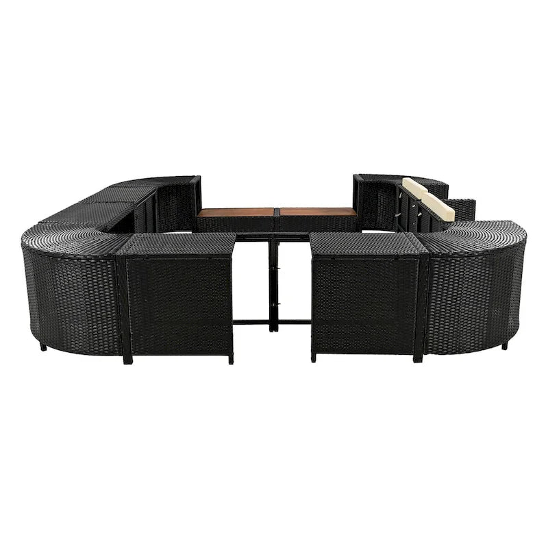 Spa-Umrandung, Spa-Gestell, viereckiges Outdoor-Lounge-Set aus Polyrattan