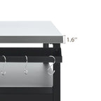 Isola da cucina per esterni con piano in acciaio inox, tavolo carrello per barbecue in metallo con mobiletto contenitore - N/A