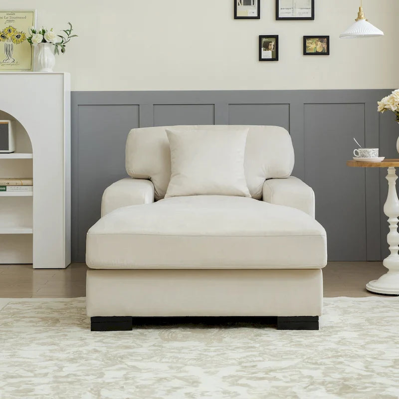 Canapé-lit moderne surdimensionné avec méridienne, style mi-siècle, avec coussin