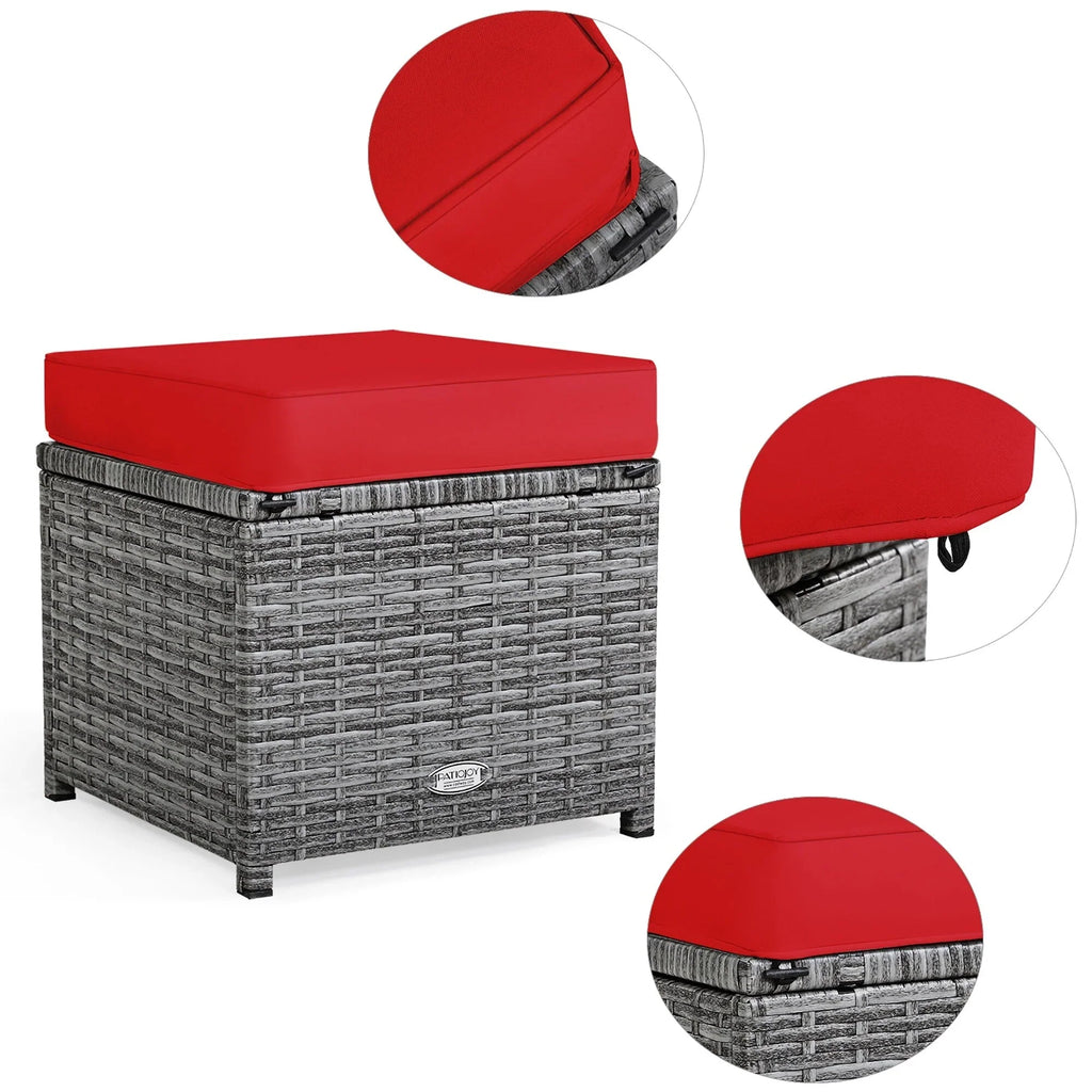 Costway 7-teiliges Dining-Set aus Polyrattan für die Terrasse mit Ecksofa, Couch und Hocker – Details anzeigen
