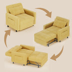 3-in-1-Schlafsofa mit verstellbarer Rückenlehne, ausziehbarer Sessel, umwandelbares Klappbett fürs Wohnzimmer