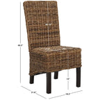 Conjunto de 2 cadeiras de jantar em vime natural 19W x 22D x 41H, estilo boho costeiro