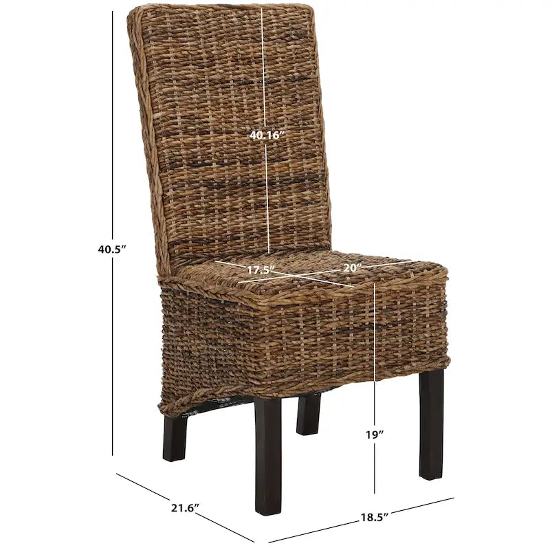 Conjunto de 2 cadeiras de jantar em vime natural 19W x 22D x 41H, estilo boho costeiro