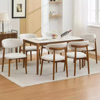 Zestaw 4 krzeseł do jadalni, tapicerowane krzesła w stylu mid-century modern, krzesła kuchenne w stylu wiejskim z wyściełanym siedziskiem z tkaniny i drewnianymi nogami, beżowe