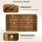 Großes Buffet-Sideboard mit 4 Türen und Glastüren, gewölbter Schrank mit verstellbaren Einlegeböden für die Küche