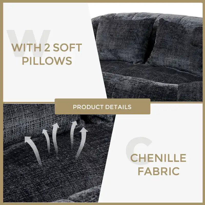 GDFStudio - Sofá descontraído Laurel em chenille para 2 pessoas, com espuma de alta densidade e conforto extra