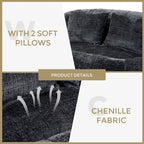 GDFStudio - Sofá descontraído Laurel em chenille para 2 pessoas, com espuma de alta densidade e conforto extra