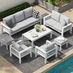 AECOJOY 7-delige aluminium tuinmeubelset voor buiten, loungeset