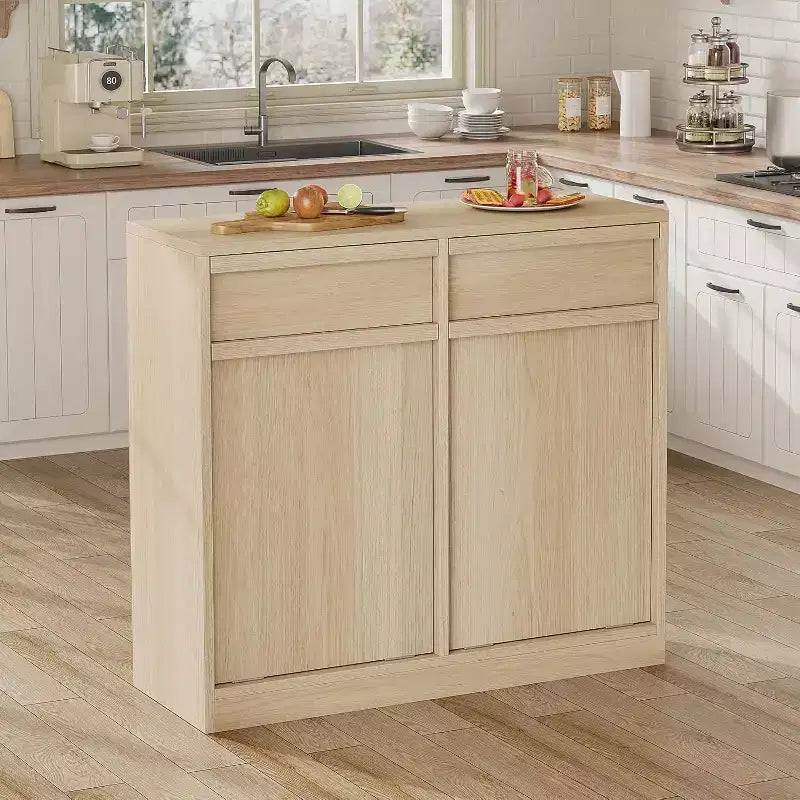 Kippbarer Mülleimer aus natürlicher Eiche, Mülleimer mit Stauraum und Schublade, versteckter Müllschrank, Wäschekorb für Küche, Esszimmer und Wohnzimmer