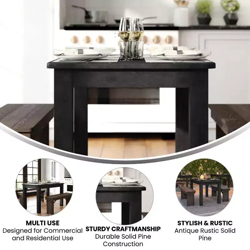 Prostokątny stół do jadalni Flash Furniture 46 x 30 z litej sosny