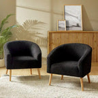 Nowoczesny fotel boucle Sheila 30 W z nogami z litego drewna, zestaw 2 szt., HULALA HOME