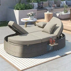Letto prendisole da esterno per patio, daybed per 2 persone con cuscini e guanciali