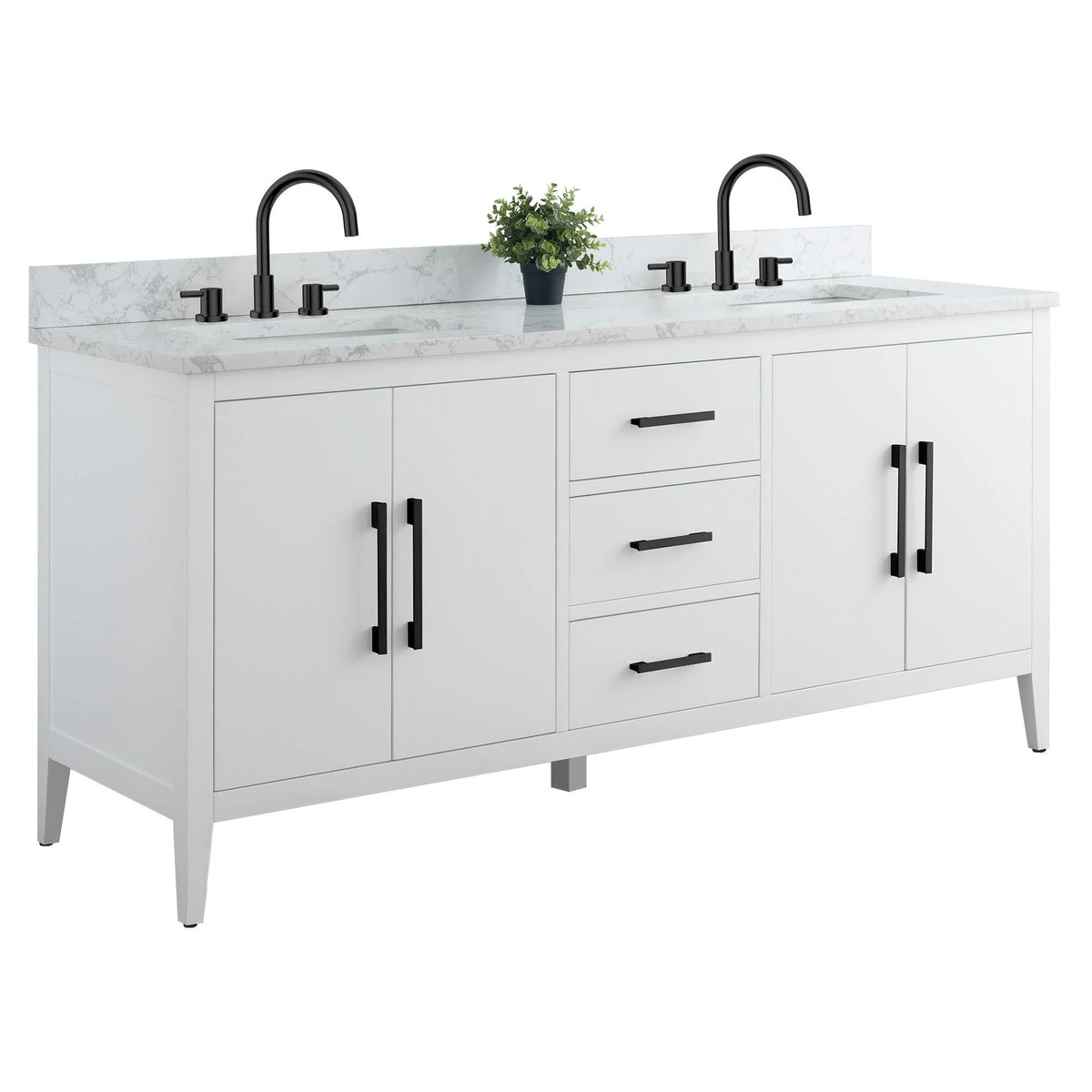 Mobile bagno Vanity Art 72 con doppio lavabo e piano in marmo composito