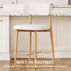 Tabouret de bar à hauteur de comptoir avec assise rembourrée et pieds en métal, chaise moderne de 26,3 pouces pour îlot de cuisine