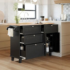 Ensemble îlot de cuisine TOPMAX avec rallonge rabattable et 2 places assises, ensemble table à manger avec étagère réglable, tiroirs et porte-serviettes