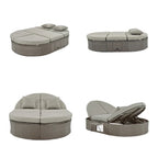 Letto prendisole da esterno per patio, daybed per 2 persone con cuscini e guanciali