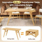 2-in-1-salontafel, uitschuifbare eettafel, tafel met verstelbare hoogte voor thuis en kantoor, ruimtebesparend - ModernLuxe