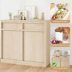 Kippbarer Mülleimer aus natürlicher Eiche, Mülleimer mit Stauraum und Schublade, versteckter Müllschrank, Wäschekorb für Küche, Esszimmer und Wohnzimmer