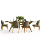 Ensemble de salle à manger de 7 pièces, table à tréteaux extensible de 78 à 96 po avec chaises rembourrées et pieds en bois massif – Panipeachy