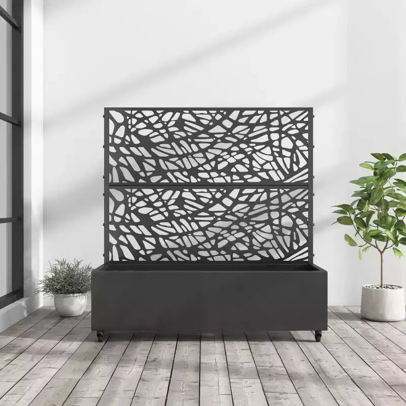 MAYEERTY-Pflanzkasten mit Rankgitter, schwarzes Eisennetz, Stil 01, 72x47x16in, 3-teiliges Set
