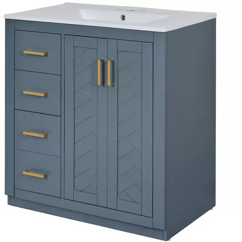 Badkamermeubel voor enkele wastafel van 30 met kast en 3 laden - zwart / blauw / groen / indigo / wit