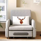 Fauteuil convertible 3-en-1 Gaoyangjiaju avec tiroir de rangement – canapé-lit escamotable avec poche latérale et oreiller – gris