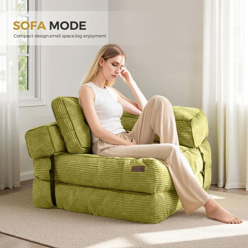 Składana sofa z funkcją spania, narożna sofa podłogowa w kształcie litery L