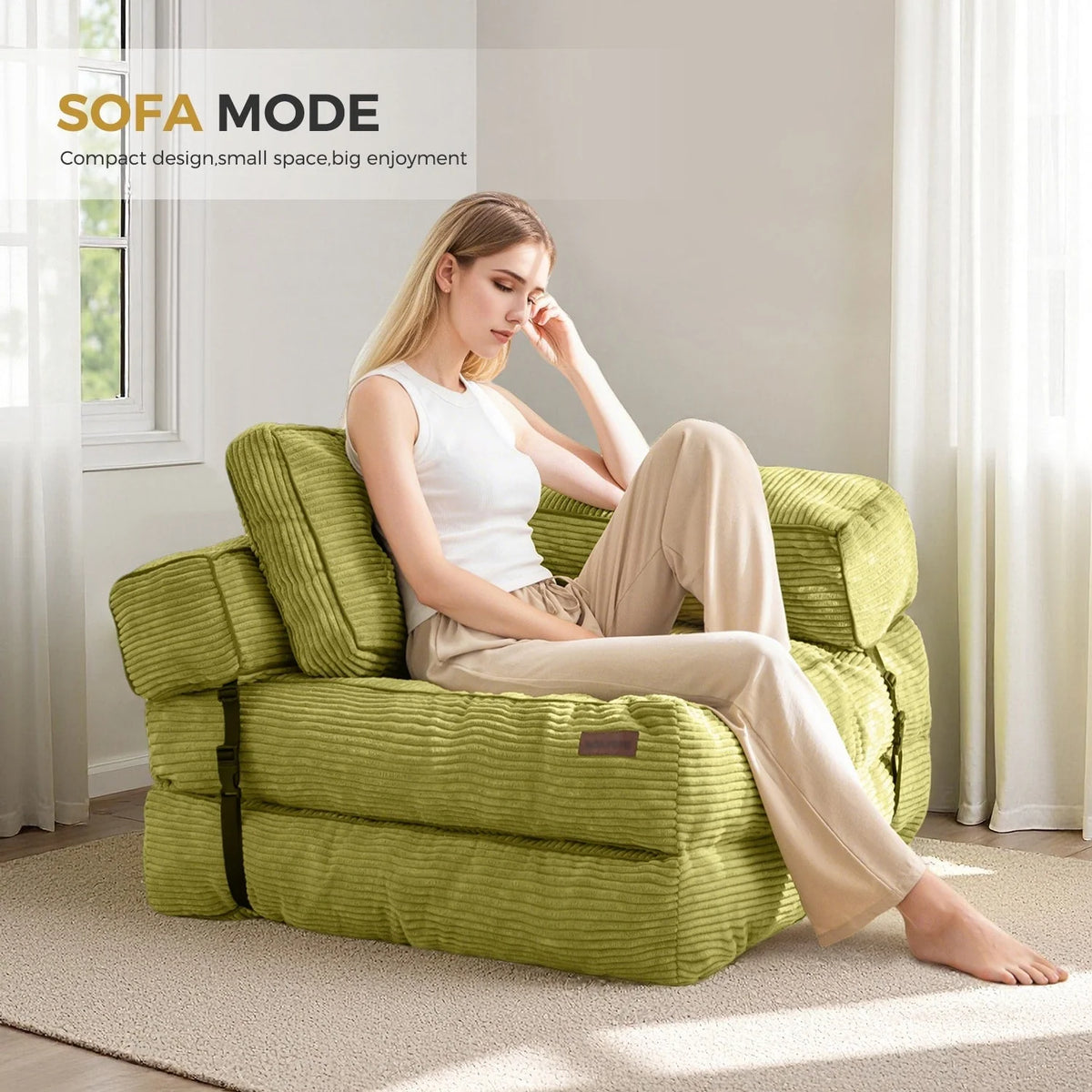 Składana sofa z funkcją spania, narożna sofa podłogowa w kształcie litery L
