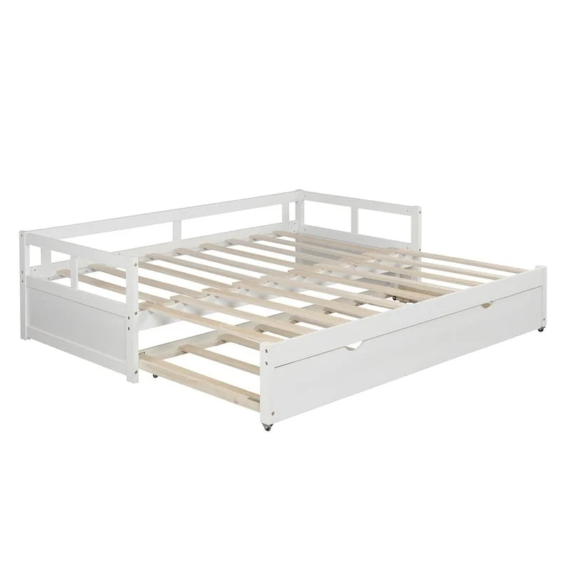 Letto da giorno allungabile con letto estraibile, letto da giorno in legno con letto estraibile