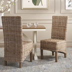 Conjunto de 2 cadeiras de jantar em vime natural 19W x 22D x 41H, estilo boho costeiro