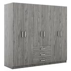 Roupeiro de madeira com 6 portas e gavetas para quarto