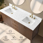 Mobile bagno Vanity Art 72 con doppio lavabo e piano in marmo composito