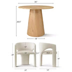 Set da pranzo compatto per 2 persone, sedie imbottite beige, tavolo da pranzo rotondo con piedistallo, arredo moderno compatto per cucina - Panipeachy