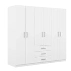 Roupeiro de madeira com 6 portas e gavetas para quarto