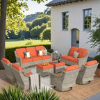 Ensemble de conversation de mobilier de patio extérieur XIZZI en 9 pièces avec fauteuil pivotant