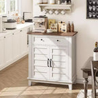 Rustikaler 80-cm-Stauraumschrank mit Lamellentüren, 3-fach höhenverstellbar, Doppeltürenschrank für Küche, Esszimmer und Homeoffice