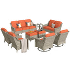 Ensemble de conversation de mobilier de patio extérieur XIZZI en 9 pièces avec fauteuil pivotant