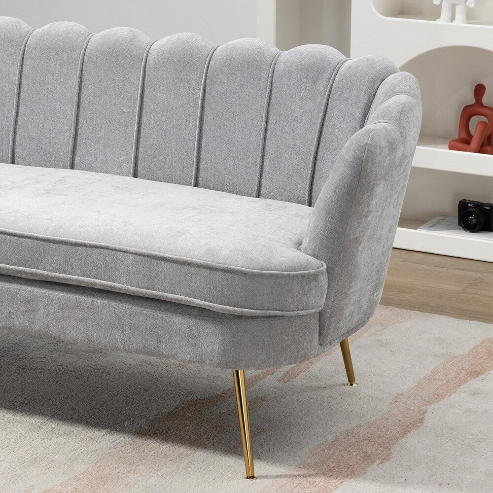 Kleines Mini-Sofa für zwei Personen mit goldenem Metallbein – 2 Sitzplätze