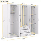 Roupeiro de madeira com 6 portas e gavetas para quarto