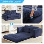 Canapé-lit futon convertible 2-en-1 Mjkone de 71 po, canapé deux places convertible pliable en tissu côtelé avec boutons capitonnés, gain de place
