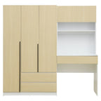 3-in-1-Kleiderschrank mit Schminktisch, Schreibtisch-Set, Schlafzimmerschrank mit 2 Schubladen, 3 Türen und Stauraum