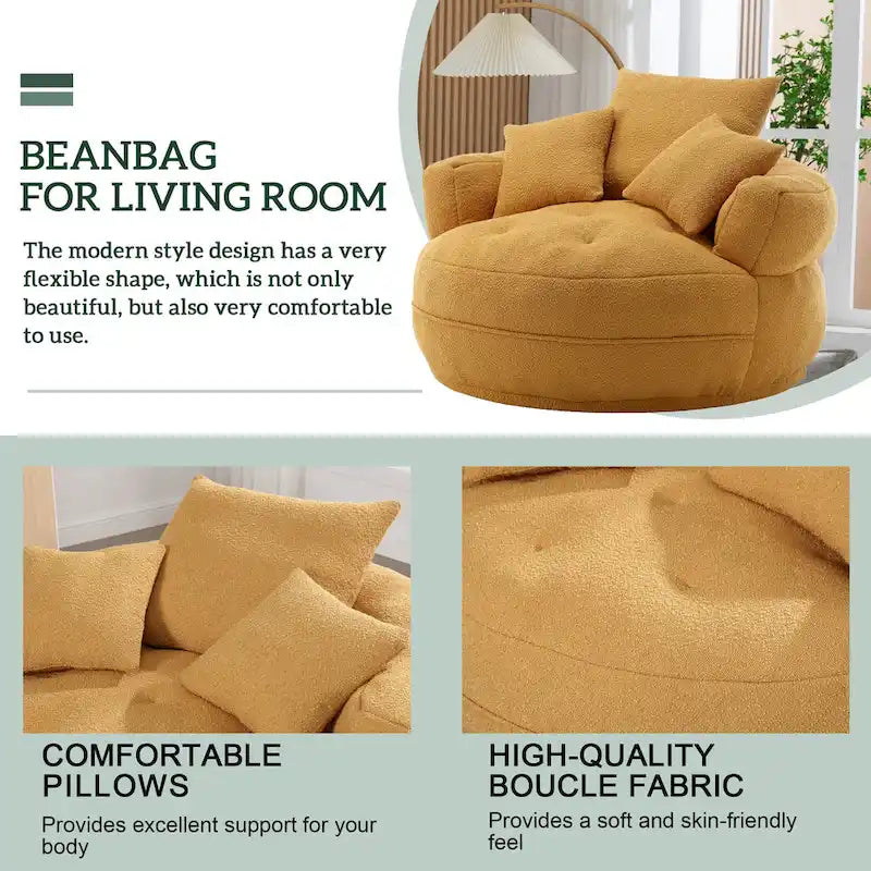 Runder Lazy-Sofa-Sessel -C Weiß/Blau/Grau/Gelb/Orange/Rosarot/Marineblau/Grün, Einzel- und Zweisitzer